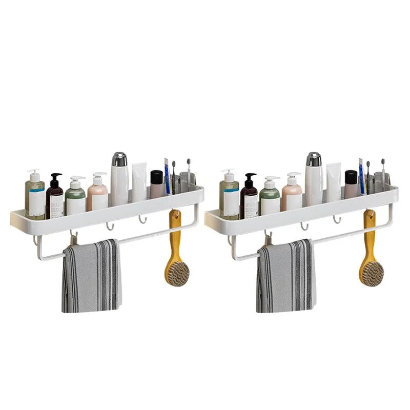 Contemporary Bathroom Accessory Set Metal Bath Shelf in White -Bathlova