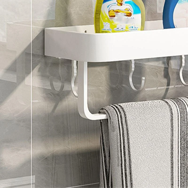 Contemporary Bathroom Accessory Set Metal Bath Shelf in White -Bathlova