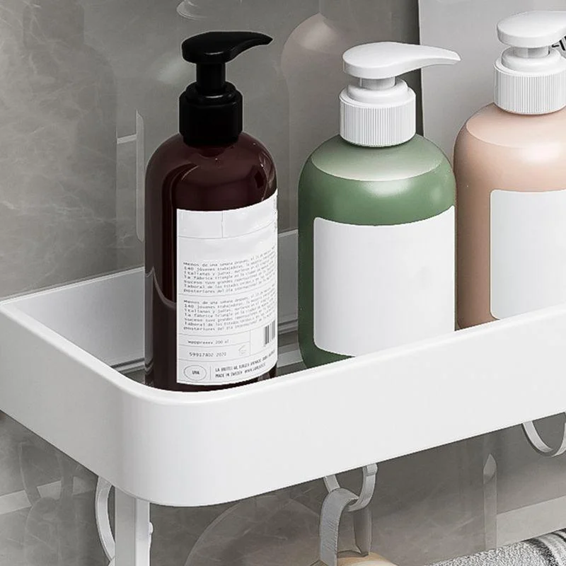 Contemporary Bathroom Accessory Set Metal Bath Shelf in White -Bathlova