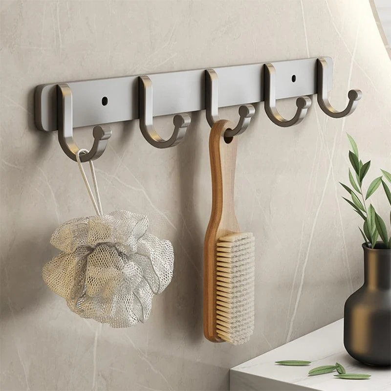 Contemporary Bathroom Hardware Set Gray Aluminum Bathroom Accessory Kit -Bathlova