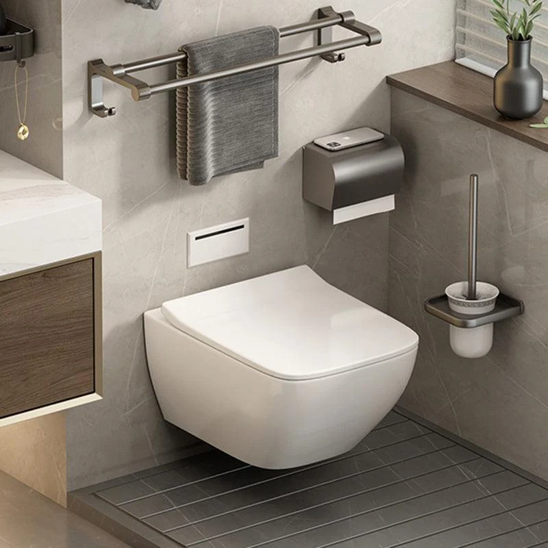 Contemporary Bathroom Hardware Set Gray Aluminum Bathroom Accessory Kit -Bathlova