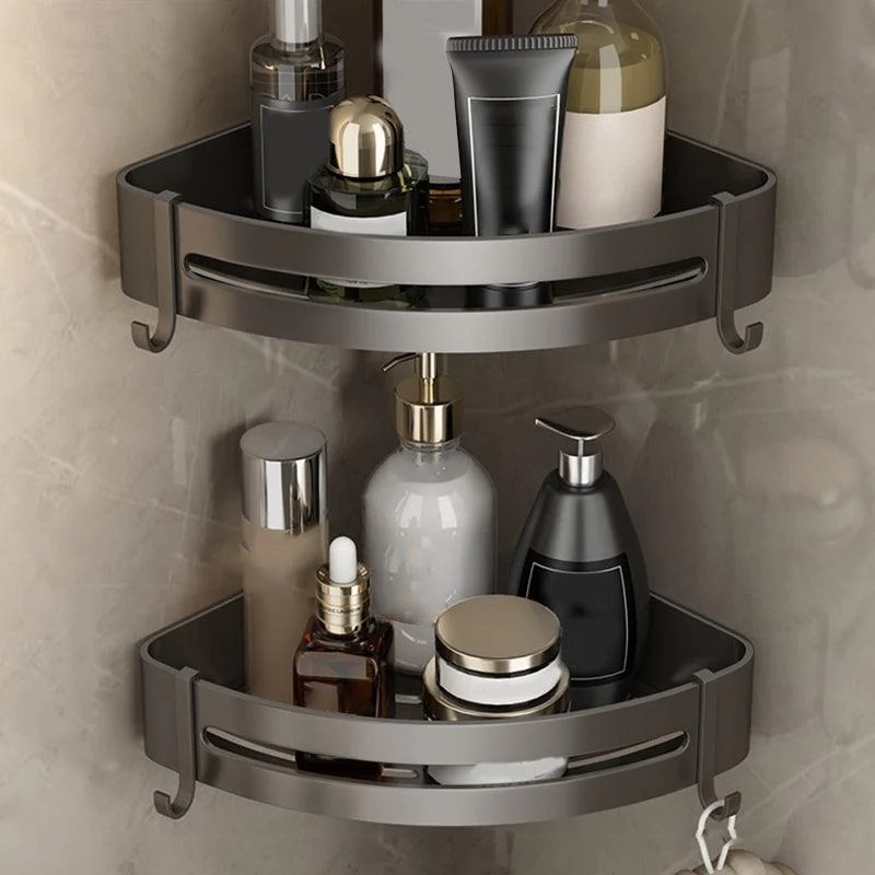 Contemporary Bathroom Hardware Set Gray Aluminum Bathroom Accessory Kit -Bathlova