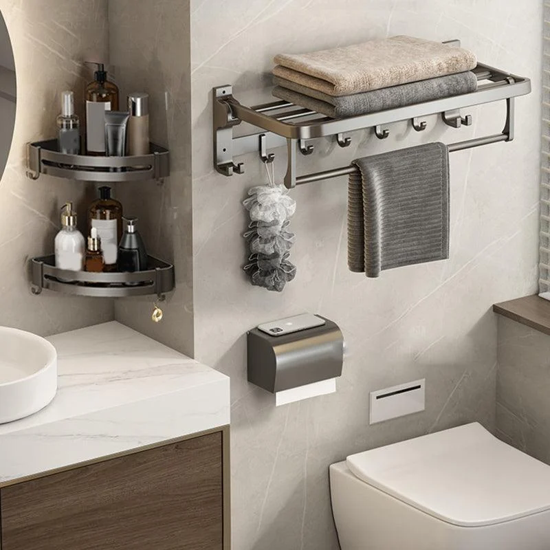 Contemporary Bathroom Hardware Set Gray Aluminum Bathroom Accessory Kit -Bathlova