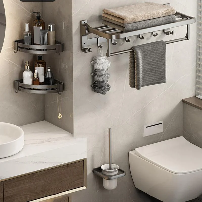 Contemporary Bathroom Hardware Set Gray Aluminum Bathroom Accessory Kit -Bathlova