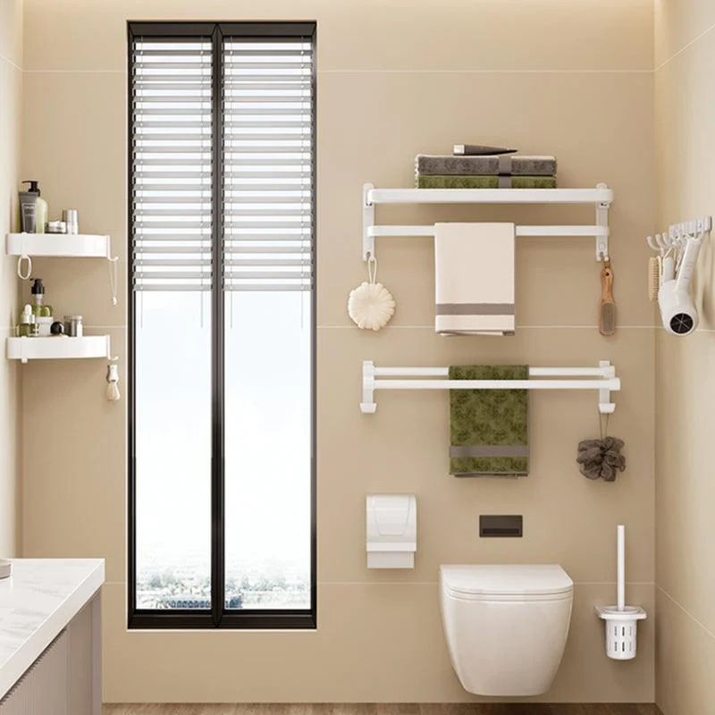 Contemporary Bathroom Hardware Set in White with Bath Shelf/Towel Bar/Paper Holder -Bathlova