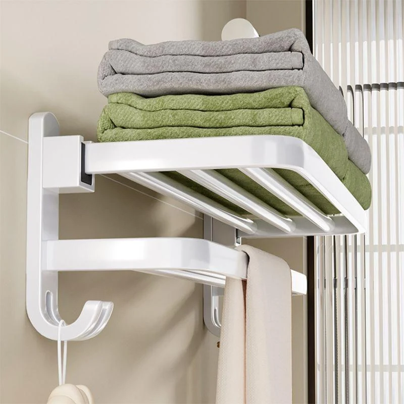 Contemporary Bathroom Hardware Set in White with Bath Shelf/Towel Bar/Paper Holder -Bathlova