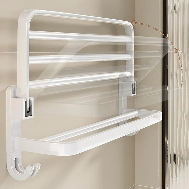 Contemporary Bathroom Hardware Set in White with Bath Shelf/Towel Bar/Paper Holder -Bathlova