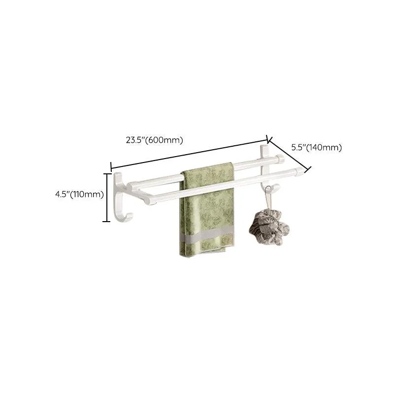 Contemporary Bathroom Hardware Set in White with Bath Shelf/Towel Bar/Paper Holder -Bathlova