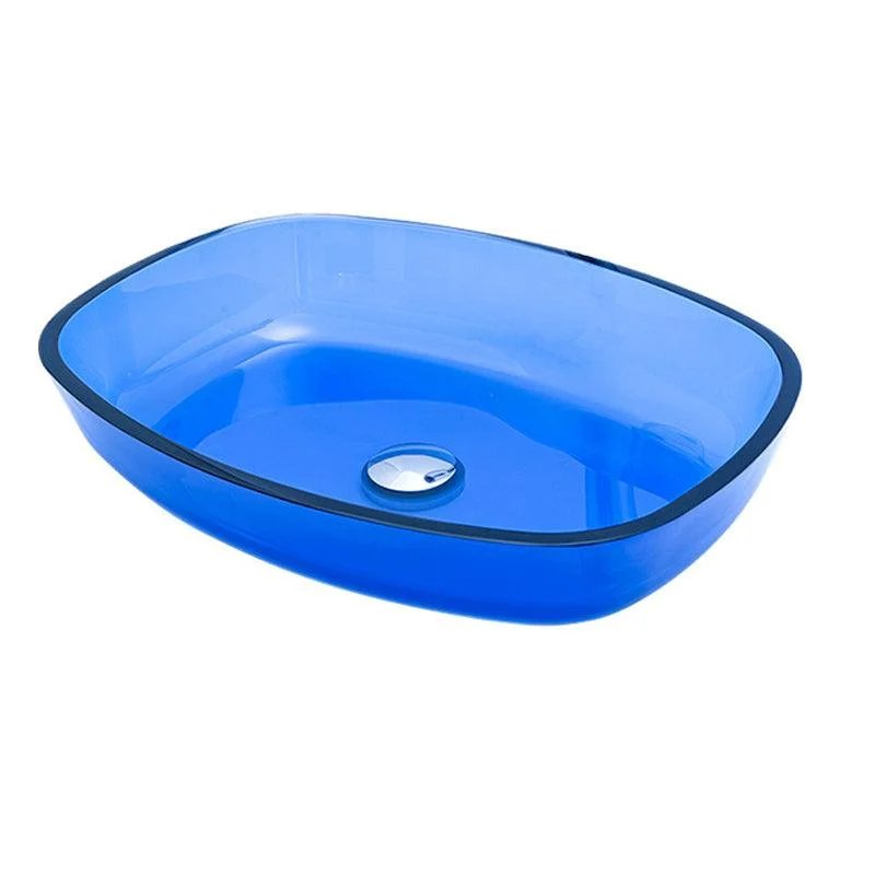 Contemporary Bathroom Sink Glass Oval-Shape Vessel Bathroom Sink with Pop-Up Drain -Bathlova