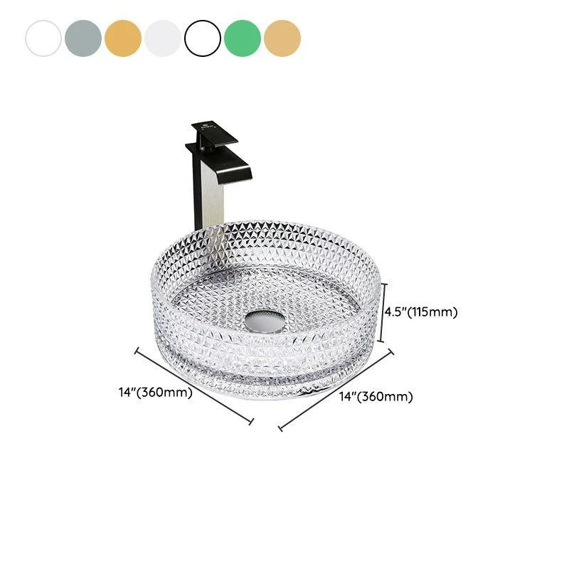 Contemporary Bathroom Sink Glass Round Vessel Bathroom Sink(Not Including Tap) -Bathlova