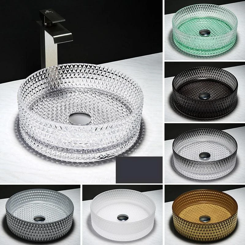 Contemporary Bathroom Sink Glass Round Vessel Bathroom Sink(Not Including Tap) -Bathlova