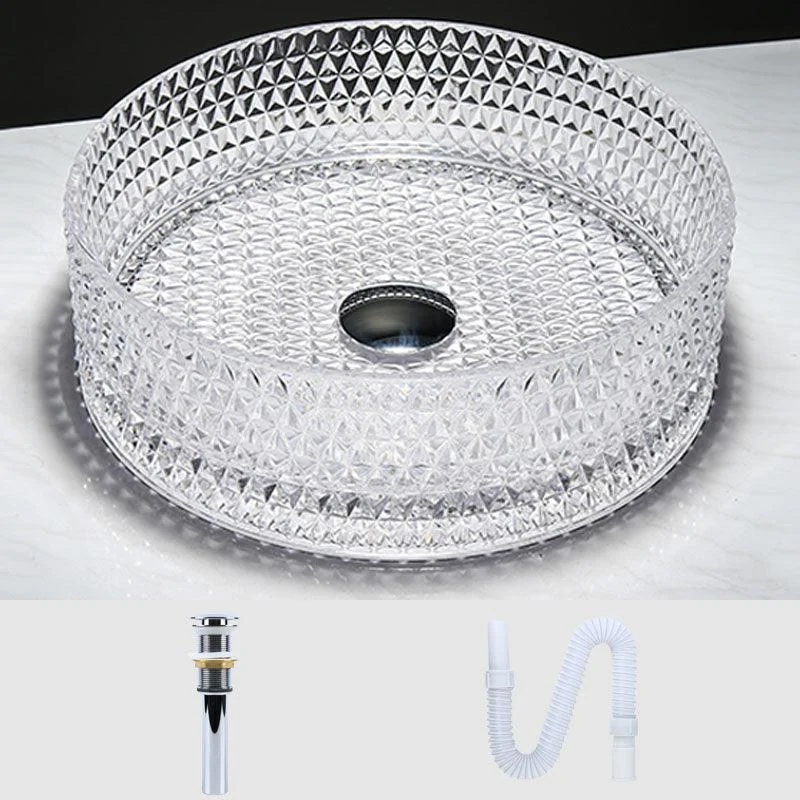 Contemporary Bathroom Sink Glass Round Vessel Bathroom Sink(Not Including Tap) -Bathlova