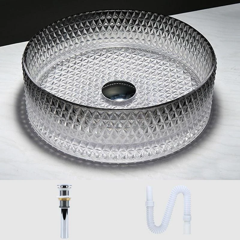 Contemporary Bathroom Sink Glass Round Vessel Bathroom Sink(Not Including Tap) -Bathlova