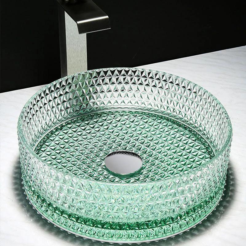 Contemporary Bathroom Sink Glass Round Vessel Bathroom Sink(Not Including Tap) -Bathlova