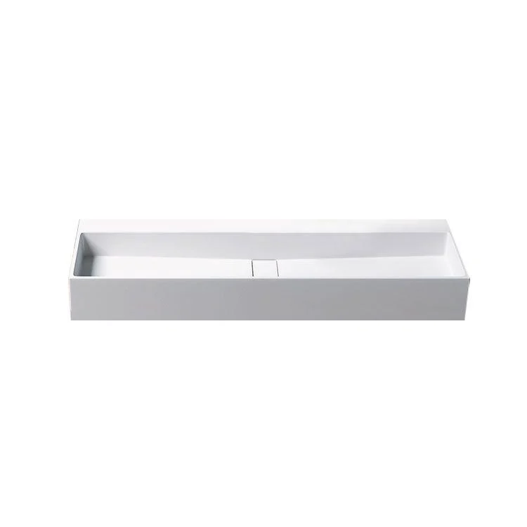 Contemporary Bathroom Sink Man Made Rock Rectangular Vessel Sink with Pop-Up Drain -Bathlova