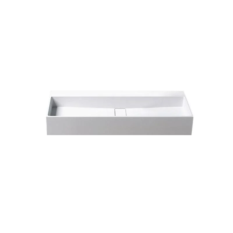 Contemporary Bathroom Sink Man Made Rock Rectangular Vessel Sink with Pop-Up Drain -Bathlova