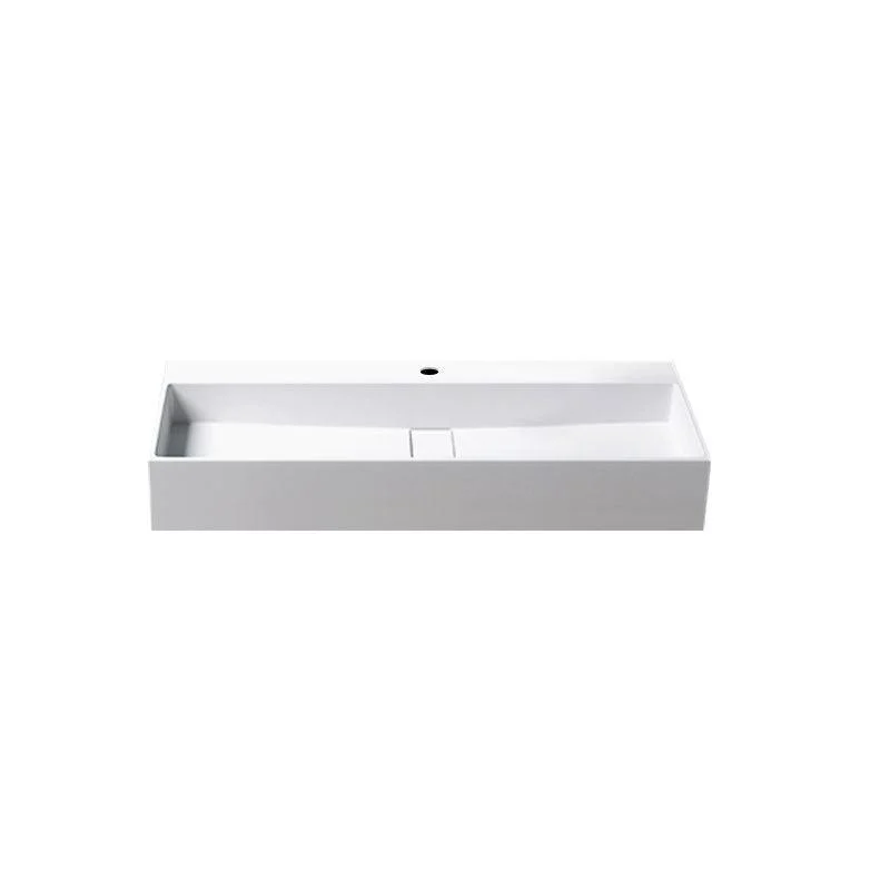 Contemporary Bathroom Sink Man Made Rock Rectangular Vessel Sink with Pop-Up Drain -Bathlova