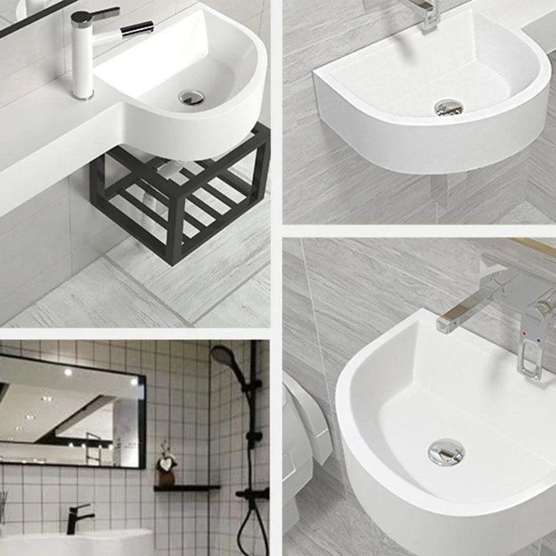 Contemporary Bathroom Sink Man Made Rock Specialty Wall Mount Bathroom Sink without Tap -Bathlova