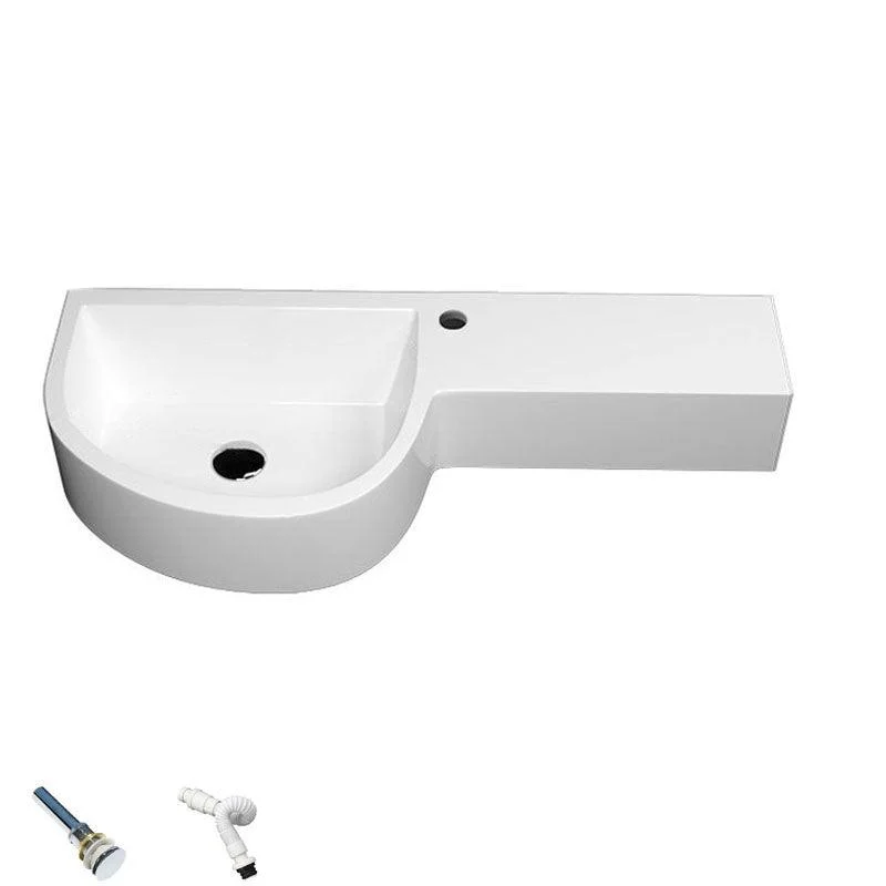 Contemporary Bathroom Sink Man Made Rock Specialty Wall Mount Bathroom Sink without Tap -Bathlova