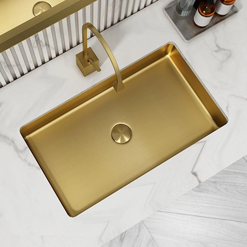 Contemporary Bathroom Sink Metal Rectangular Drop-in Bathroom Sink with Pop-Up Drain -Bathlova