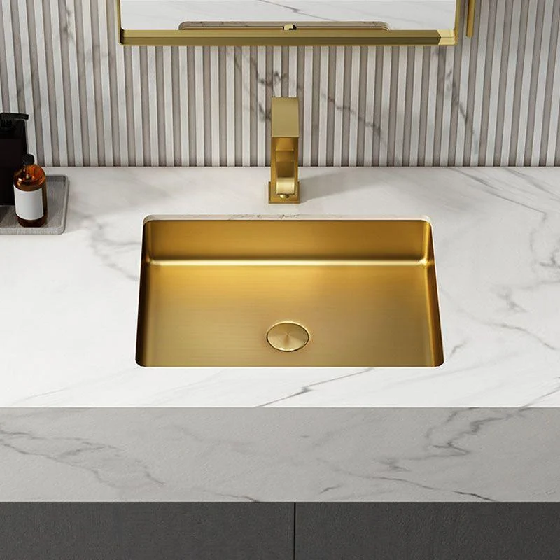 Contemporary Bathroom Sink Metal Rectangular Drop-in Bathroom Sink with Pop-Up Drain -Bathlova