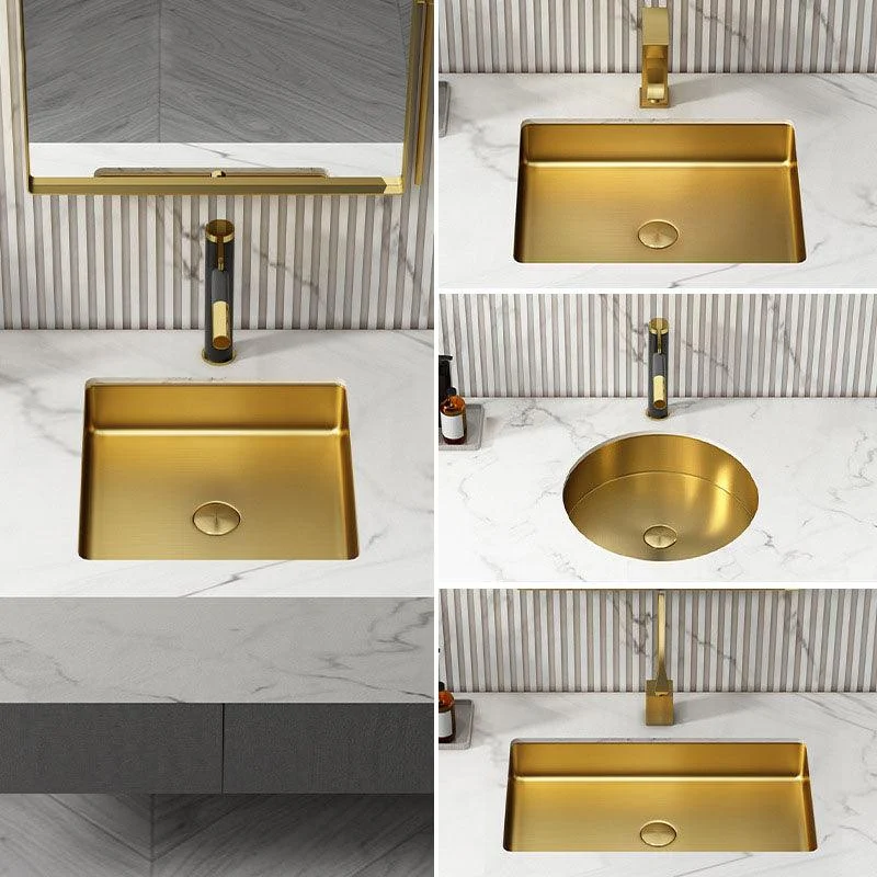 Contemporary Bathroom Sink Metal Rectangular Drop-in Bathroom Sink with Pop-Up Drain -Bathlova