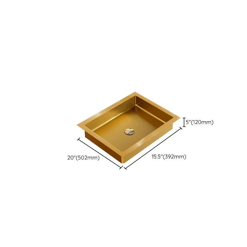 Contemporary Bathroom Sink Metal Rectangular Drop-in Bathroom Sink with Pop-Up Drain -Bathlova