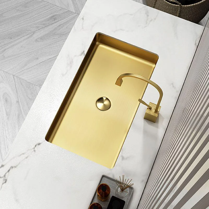 Contemporary Bathroom Sink Metal Rectangular Drop-in Bathroom Sink with Pop-Up Drain -Bathlova