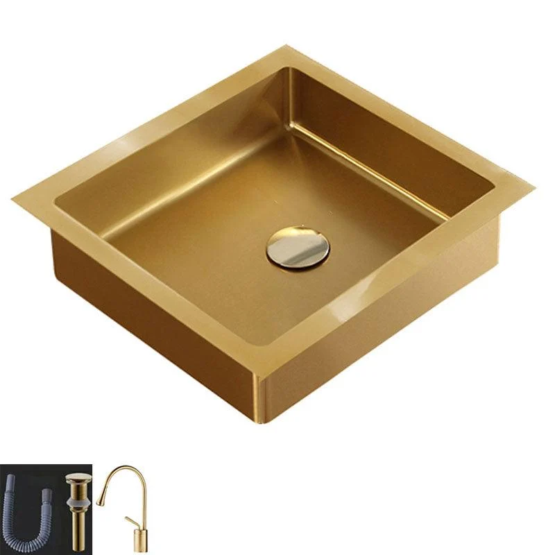 Contemporary Bathroom Sink Metal Rectangular Drop-in Bathroom Sink with Pop-Up Drain -Bathlova