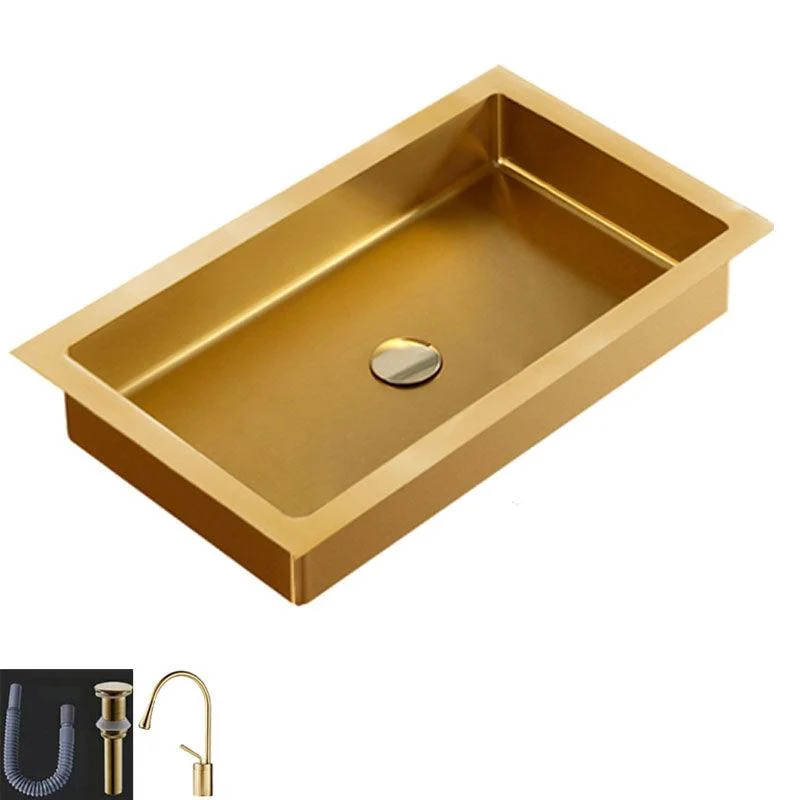 Contemporary Bathroom Sink Metal Rectangular Drop-in Bathroom Sink with Pop-Up Drain -Bathlova