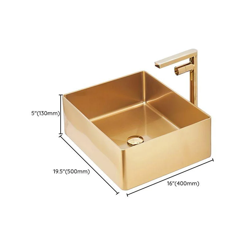 Contemporary Bathroom Sink Metal Rectangular Trough Sink with Pop-Up Drain -Bathlova