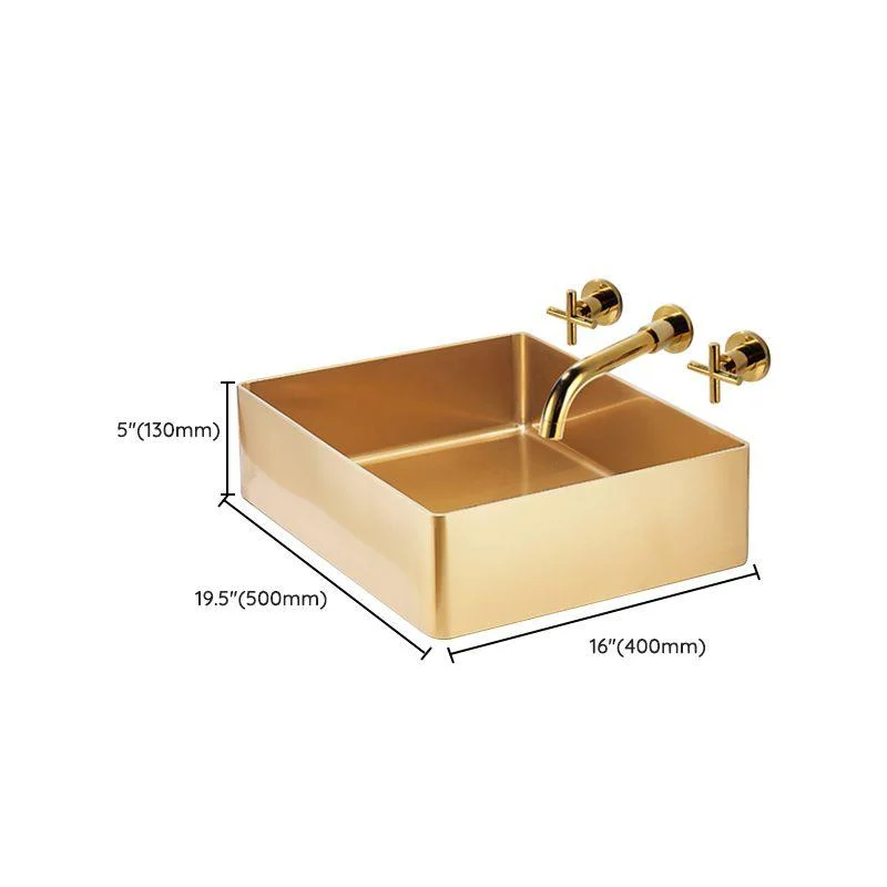 Contemporary Bathroom Sink Metal Rectangular Trough Sink with Pop-Up Drain -Bathlova