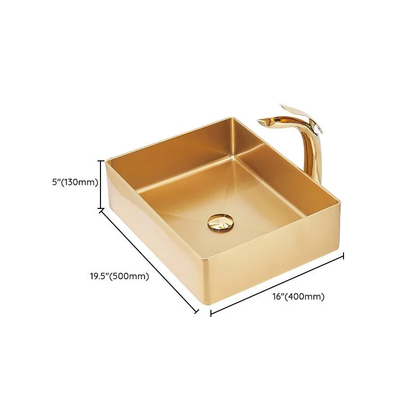 Contemporary Bathroom Sink Metal Rectangular Trough Sink with Pop-Up Drain -Bathlova