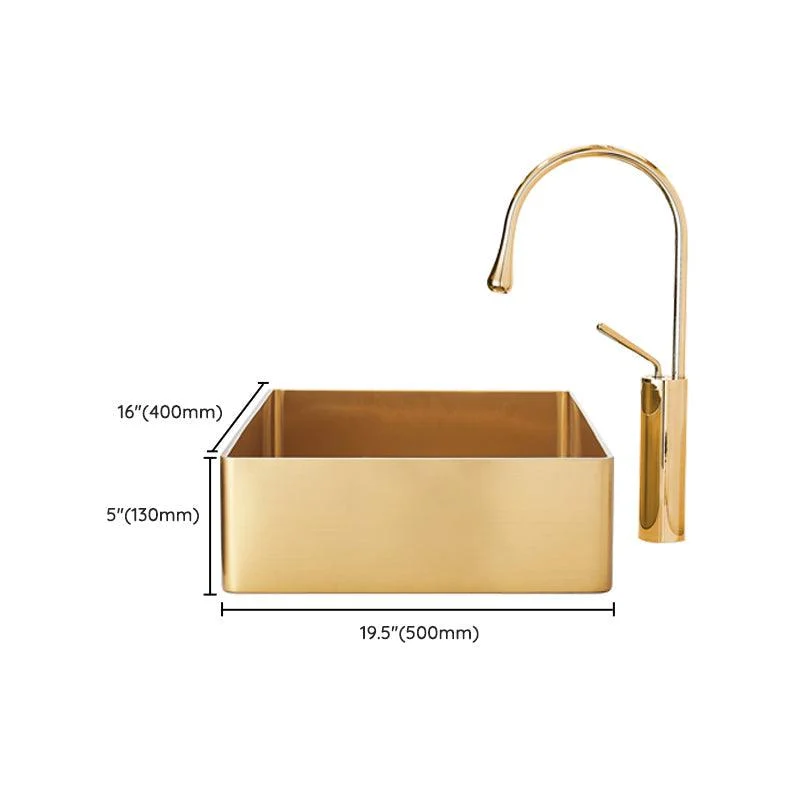 Contemporary Bathroom Sink Metal Rectangular Trough Sink with Pop-Up Drain -Bathlova