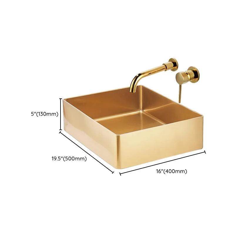 Contemporary Bathroom Sink Metal Rectangular Trough Sink with Pop-Up Drain -Bathlova