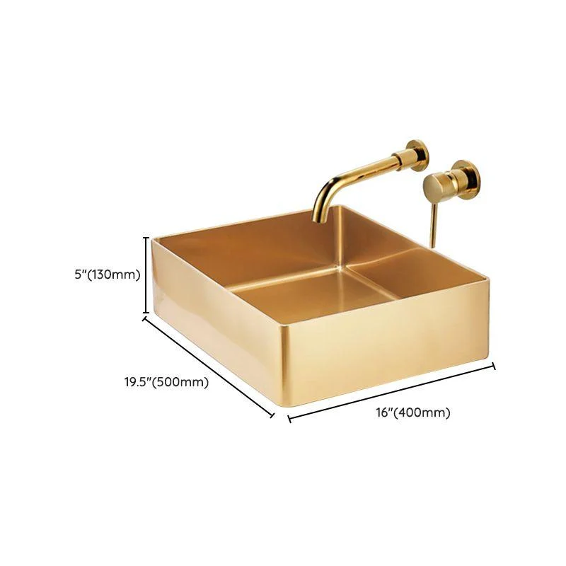 Contemporary Bathroom Sink Metal Rectangular Trough Sink with Pop-Up Drain -Bathlova