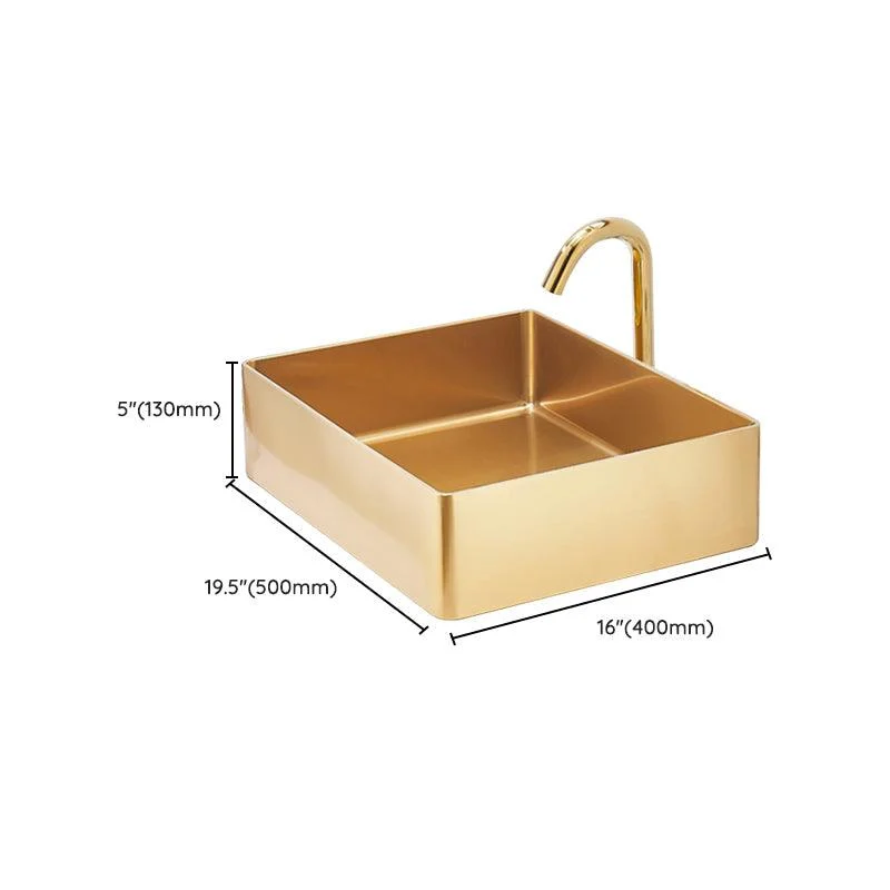 Contemporary Bathroom Sink Metal Rectangular Trough Sink with Pop-Up Drain -Bathlova