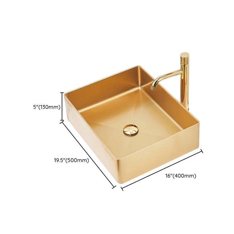 Contemporary Bathroom Sink Metal Rectangular Trough Sink with Pop-Up Drain -Bathlova