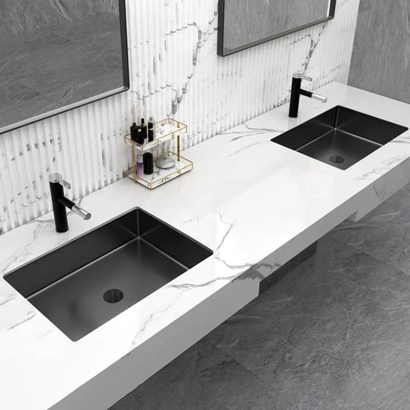 Contemporary Bathroom Sink Metal Rectangular Undermount Bathroom Sink with Pop-Up Drain -Bathlova