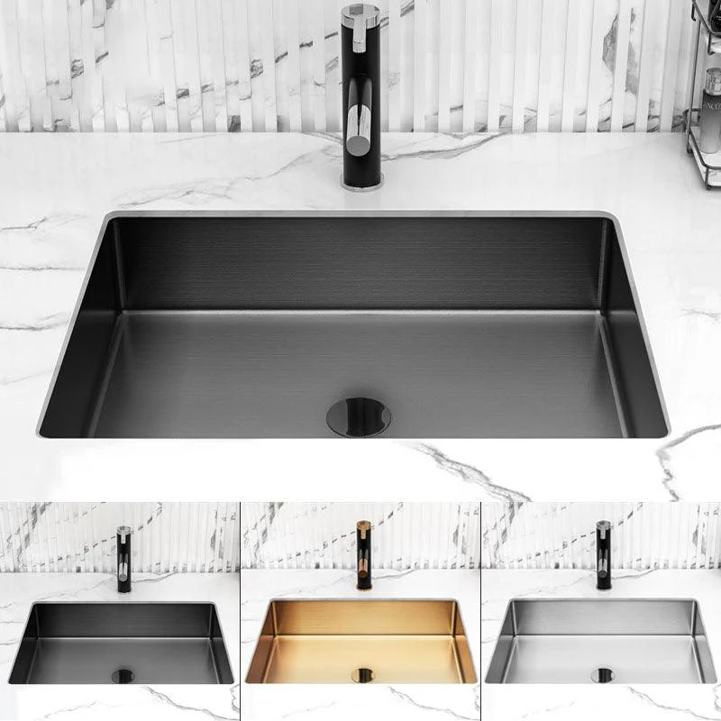 Contemporary Bathroom Sink Metal Rectangular Undermount Bathroom Sink with Pop-Up Drain -Bathlova