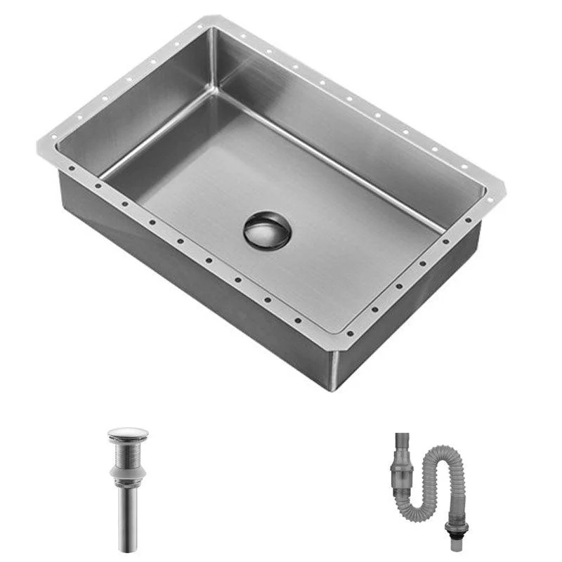 Contemporary Bathroom Sink Metal Rectangular Undermount Bathroom Sink with Pop-Up Drain -Bathlova