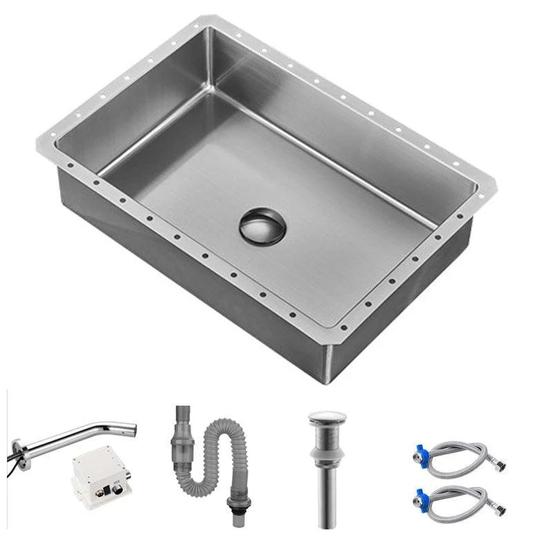 Contemporary Bathroom Sink Metal Rectangular Undermount Bathroom Sink with Pop-Up Drain -Bathlova