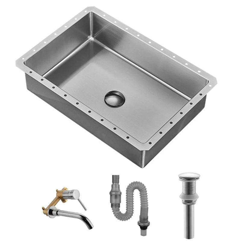 Contemporary Bathroom Sink Metal Rectangular Undermount Bathroom Sink with Pop-Up Drain -Bathlova