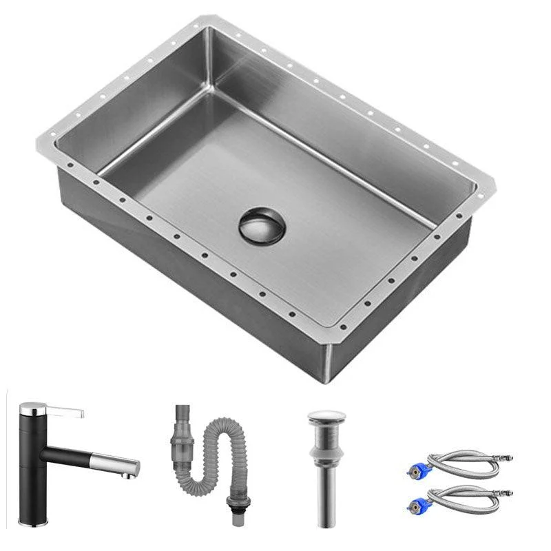 Contemporary Bathroom Sink Metal Rectangular Undermount Bathroom Sink with Pop-Up Drain -Bathlova