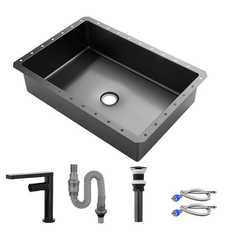 Contemporary Bathroom Sink Metal Rectangular Undermount Bathroom Sink with Pop-Up Drain -Bathlova