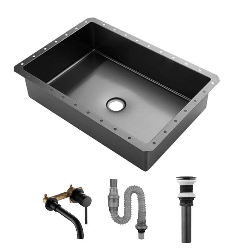 Contemporary Bathroom Sink Metal Rectangular Undermount Bathroom Sink with Pop-Up Drain -Bathlova