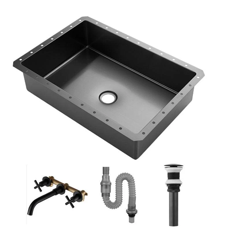 Contemporary Bathroom Sink Metal Rectangular Undermount Bathroom Sink with Pop-Up Drain -Bathlova