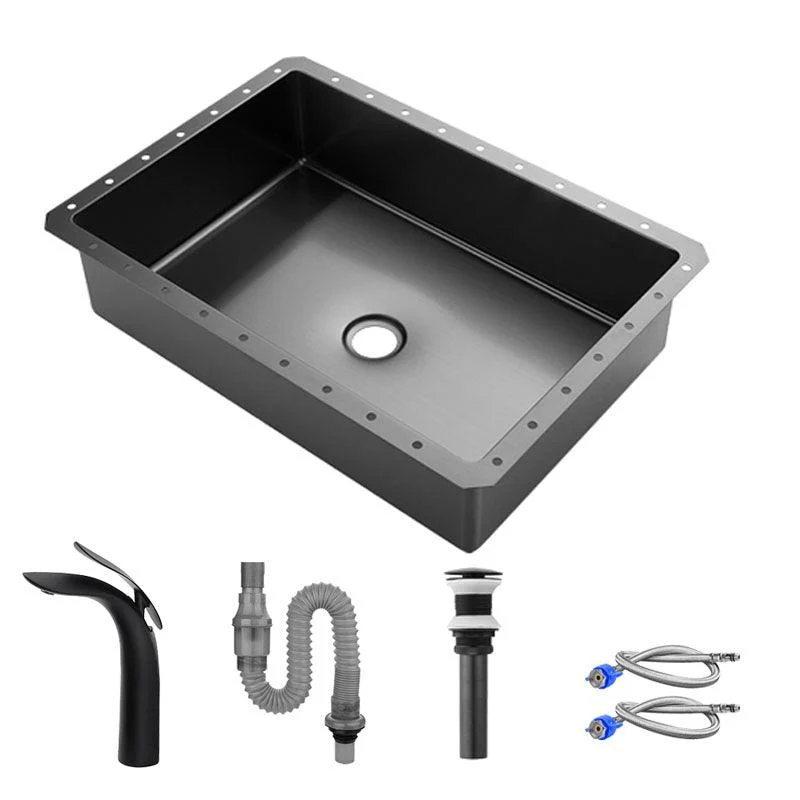 Contemporary Bathroom Sink Metal Rectangular Undermount Bathroom Sink with Pop-Up Drain -Bathlova