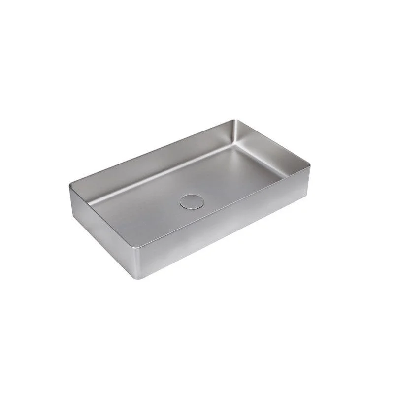 Contemporary Bathroom Sink Metal Rectangular Vessel Bathroom Sink with Pop-Up Drain -Bathlova