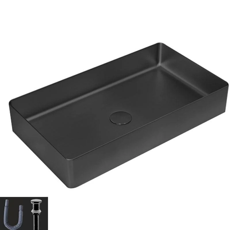 Contemporary Bathroom Sink Metal Rectangular Vessel Bathroom Sink with Pop-Up Drain -Bathlova